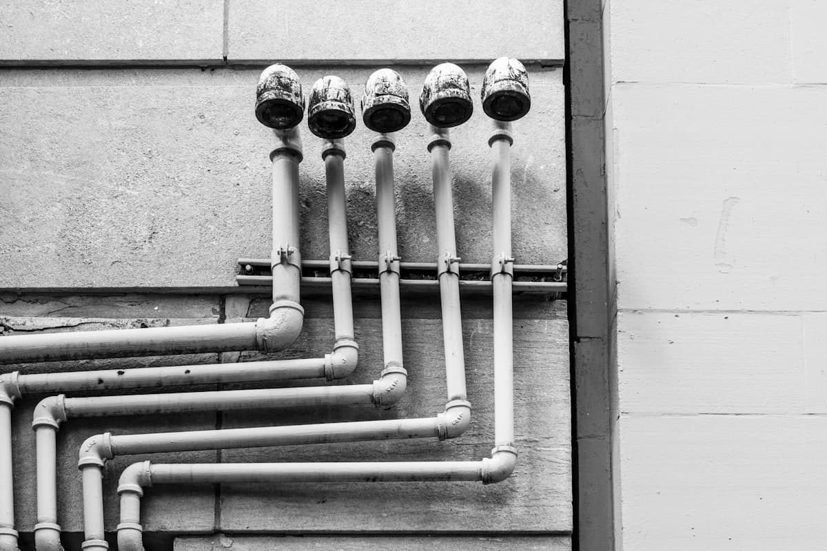 Building water system pipes and plumbing infrastructure
